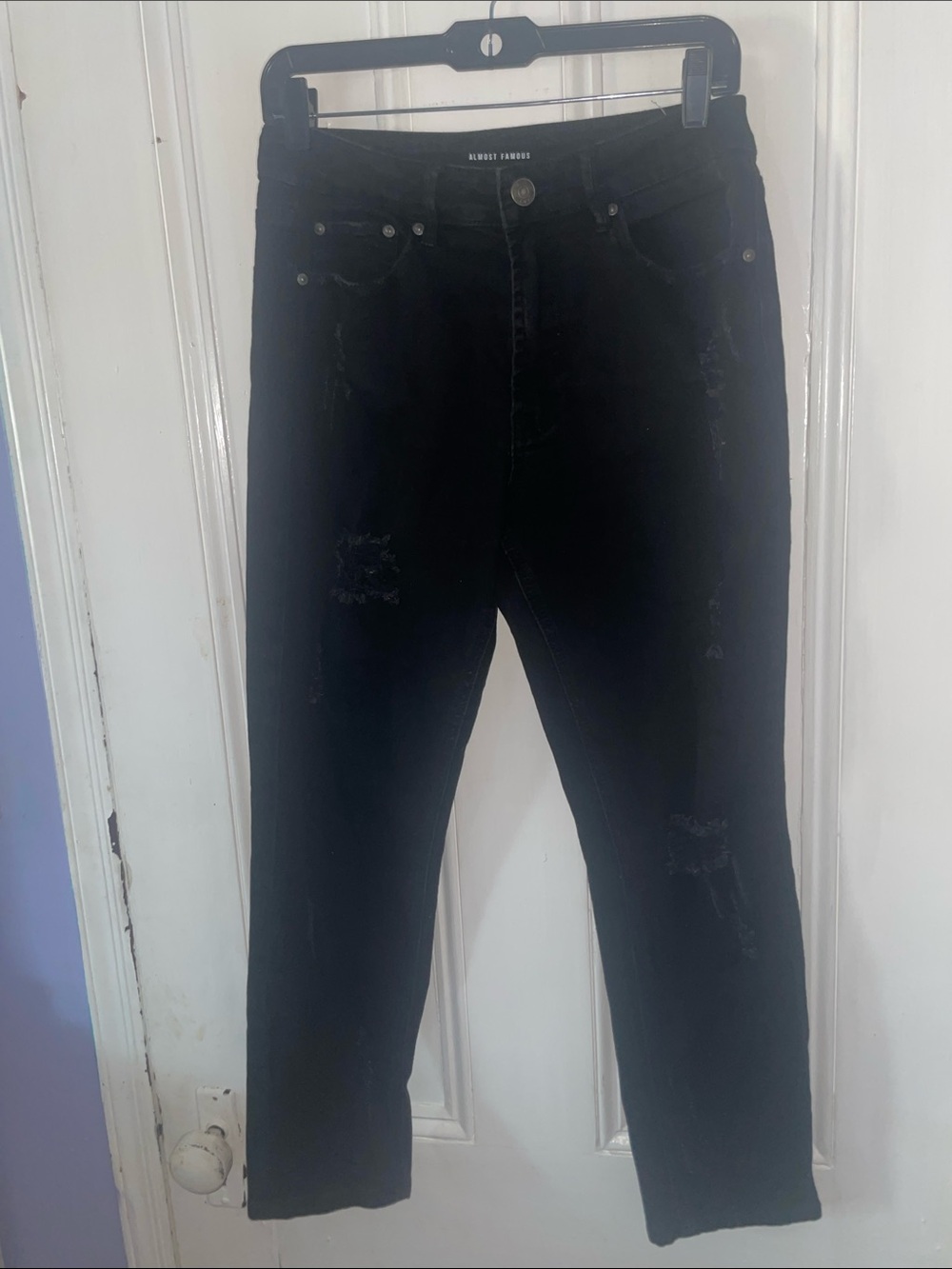 Almost Famous Black High-Rise Jeans - Button Fly Detail